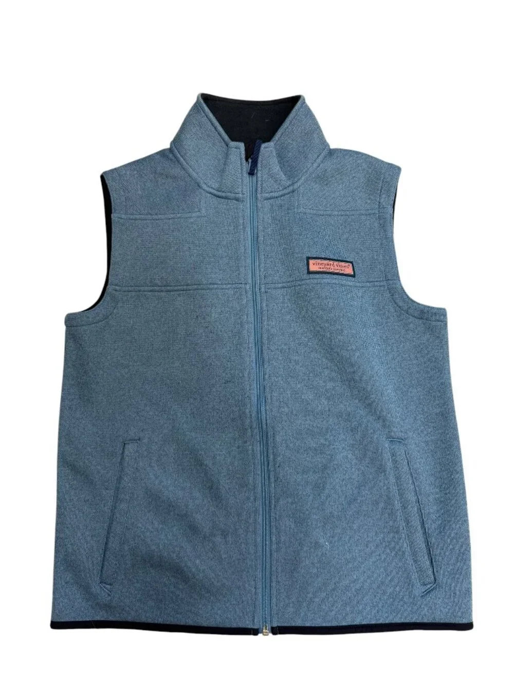 Vineyard Vines Youth Large Blue Full Zip Fleece Vest Size 16 Excellent Condition